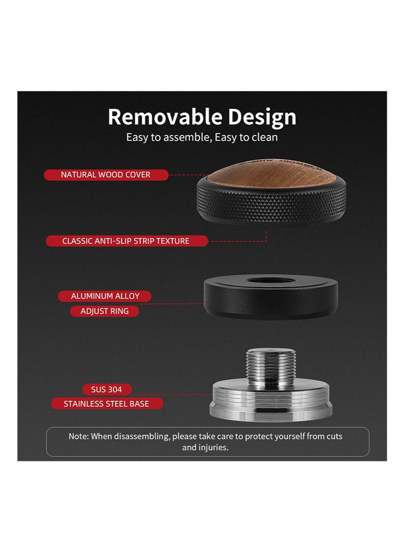 EZSOZO 58mm Italian Espresso Coffee Tamper and Distributor set， Four-Paddle Walnut Wood Self-Gravity Automatic Adjustment，Calibrated Tamper (30 lbs)，Professional Threaded Base - Image 3